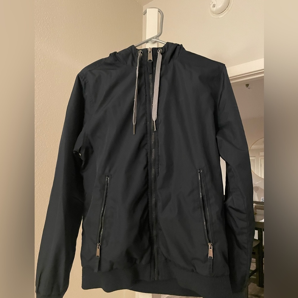 Mossimo Supply Co. Navy Blue Hooded Windbreaker
